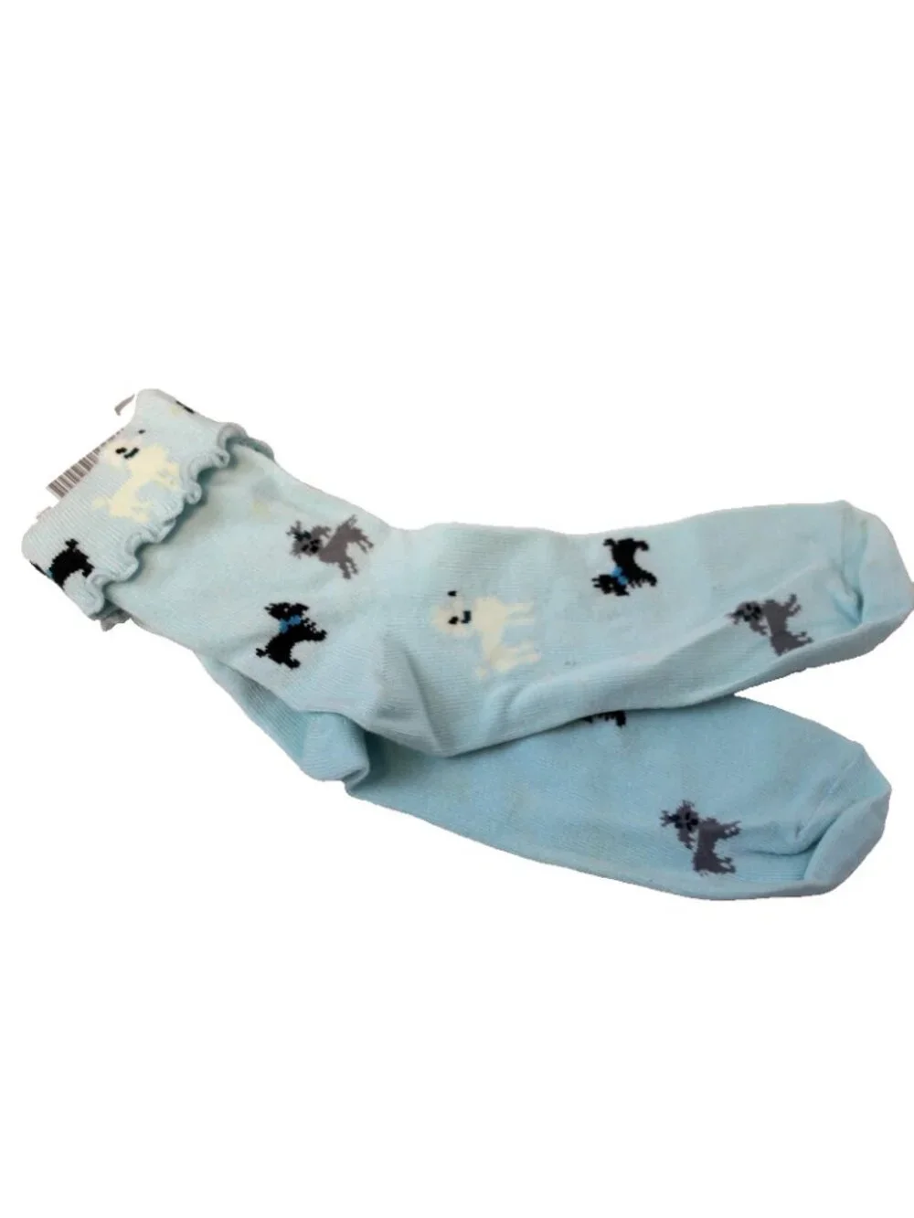 2004 Gymboree By Best Friend Light Blue Socks Poodles Dogs Lettuce fold Over Top
